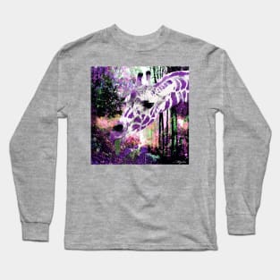 GIRAFFE ENCOUNTER IN PURPLE VIOLET AND WHITE Long Sleeve T-Shirt